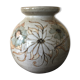 Glazed stoneware ball vase decorated with flowers