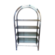 Rounded shelf from the 70s in chrome metal and glass