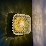 Vintage globe wall or ceiling light in transparent molded glass