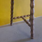Vintage French Wooden Peasant Stool, from the 1970s.