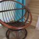 Vintage set of 2 swivel chairs in bamboo and rattan - Papasan shape