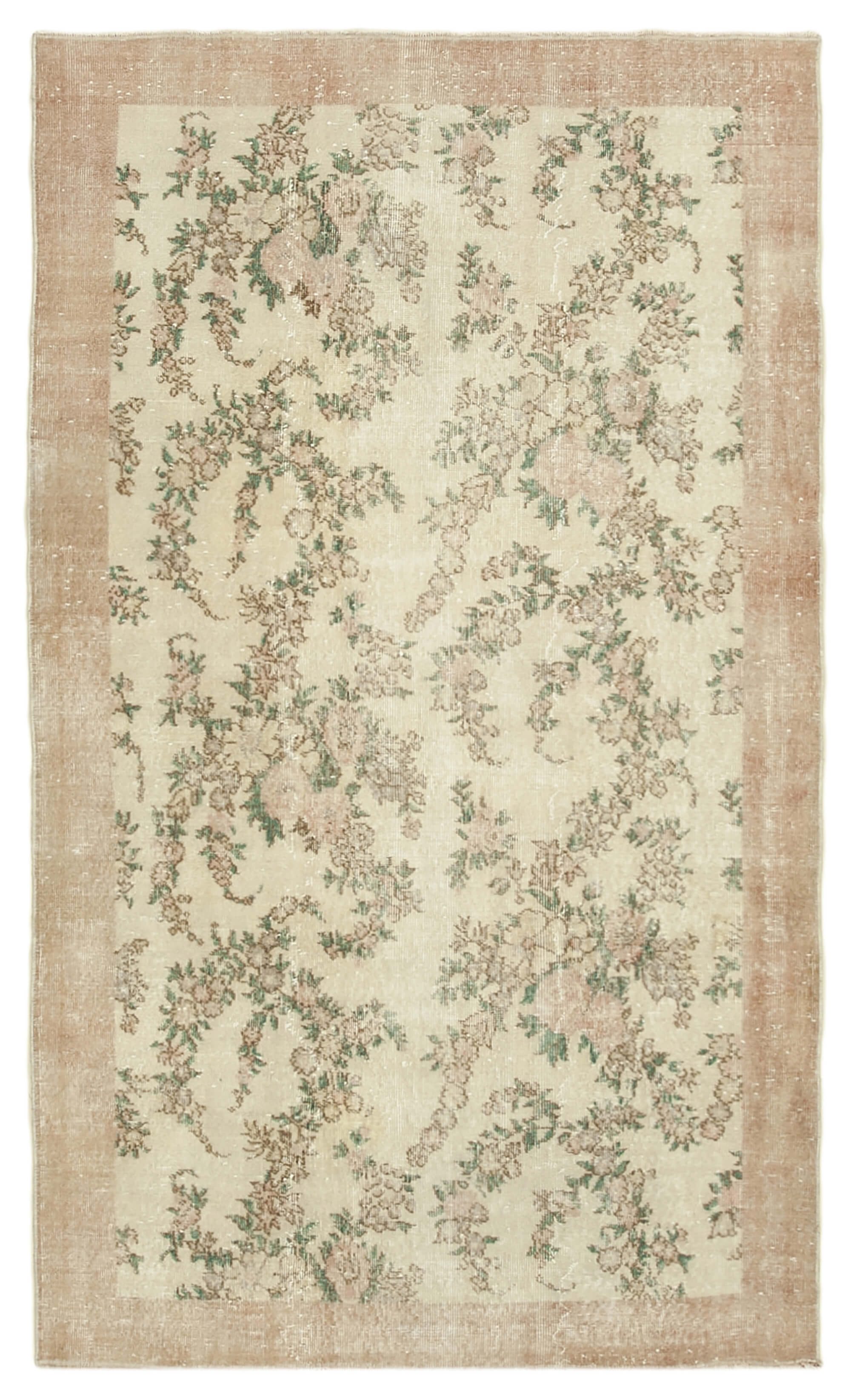 Handwoven anatolian beige carpet 147 cm x 246 cm