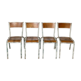 Lot de 4 chaises d'école vintage