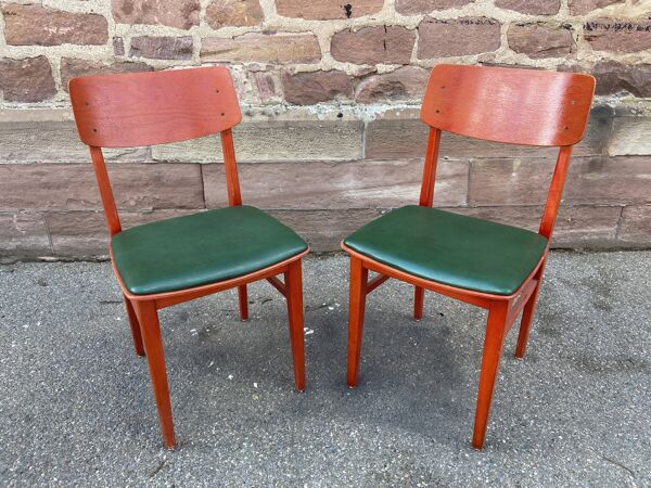 Set de 4 chaises vintage de restaurant bistrot skai simili cuir