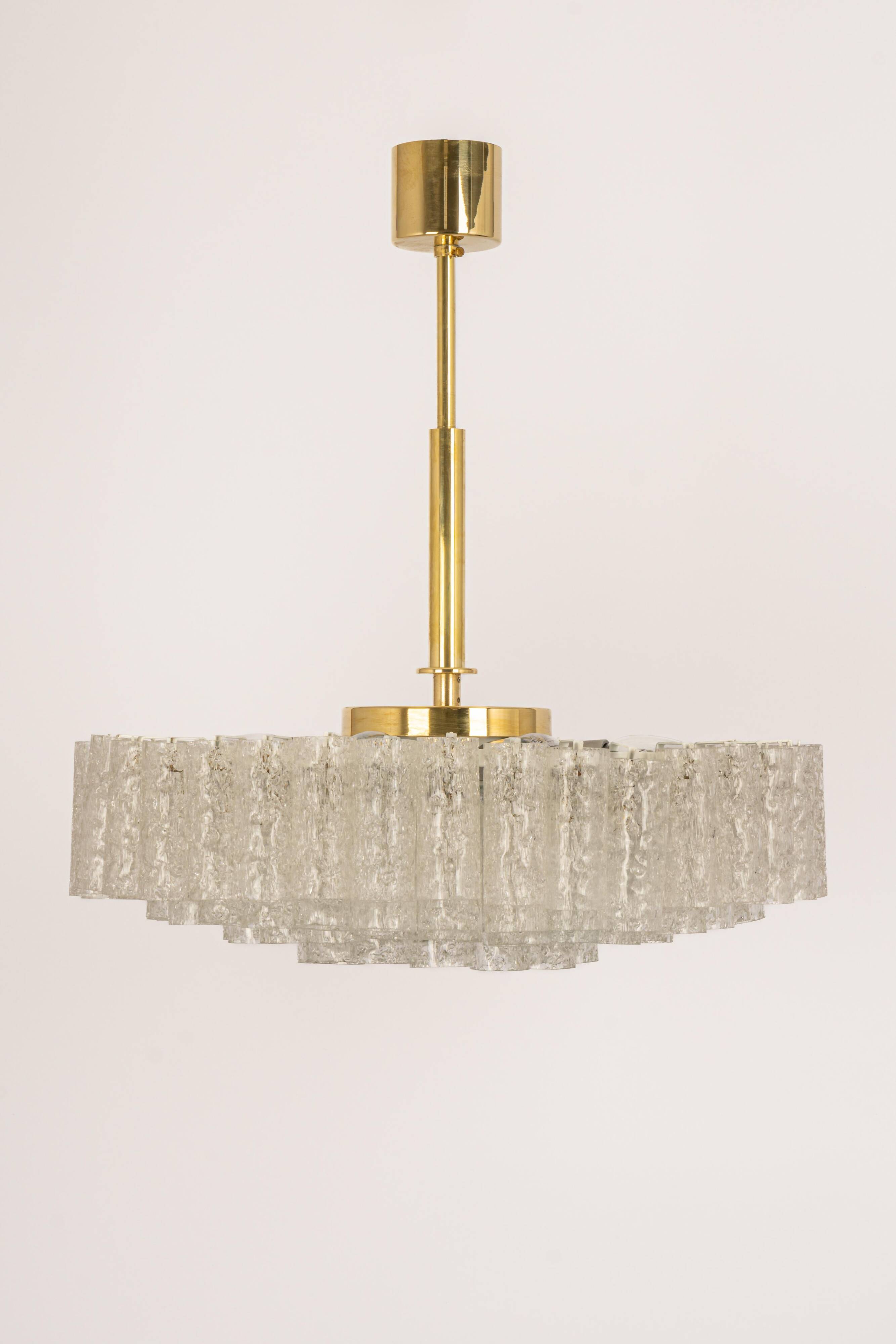 Large Doria chandelier with frosted glass tubes, Germany, 1960s.