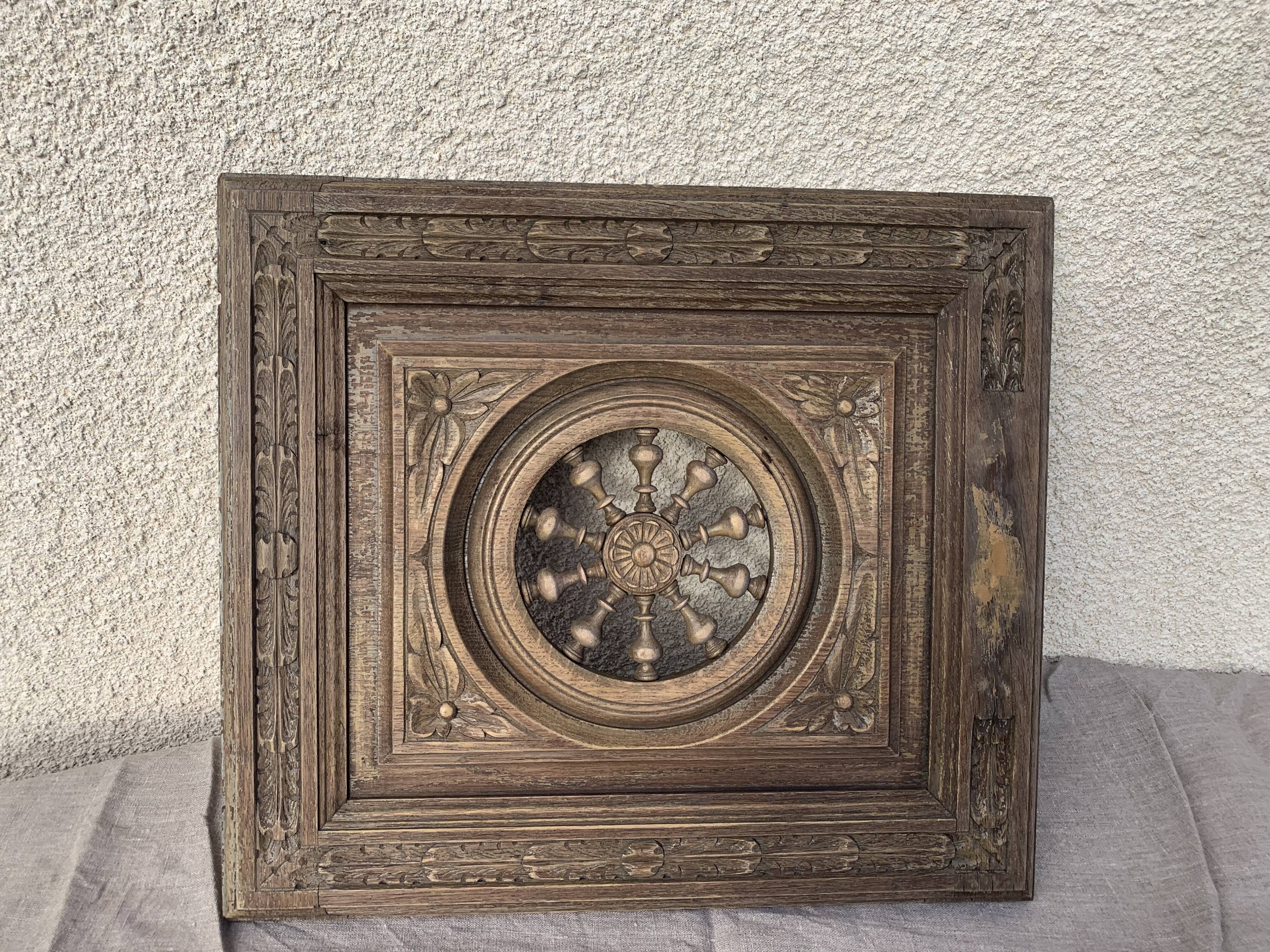 Old closet door, chiseled and openwork collector's woodwork