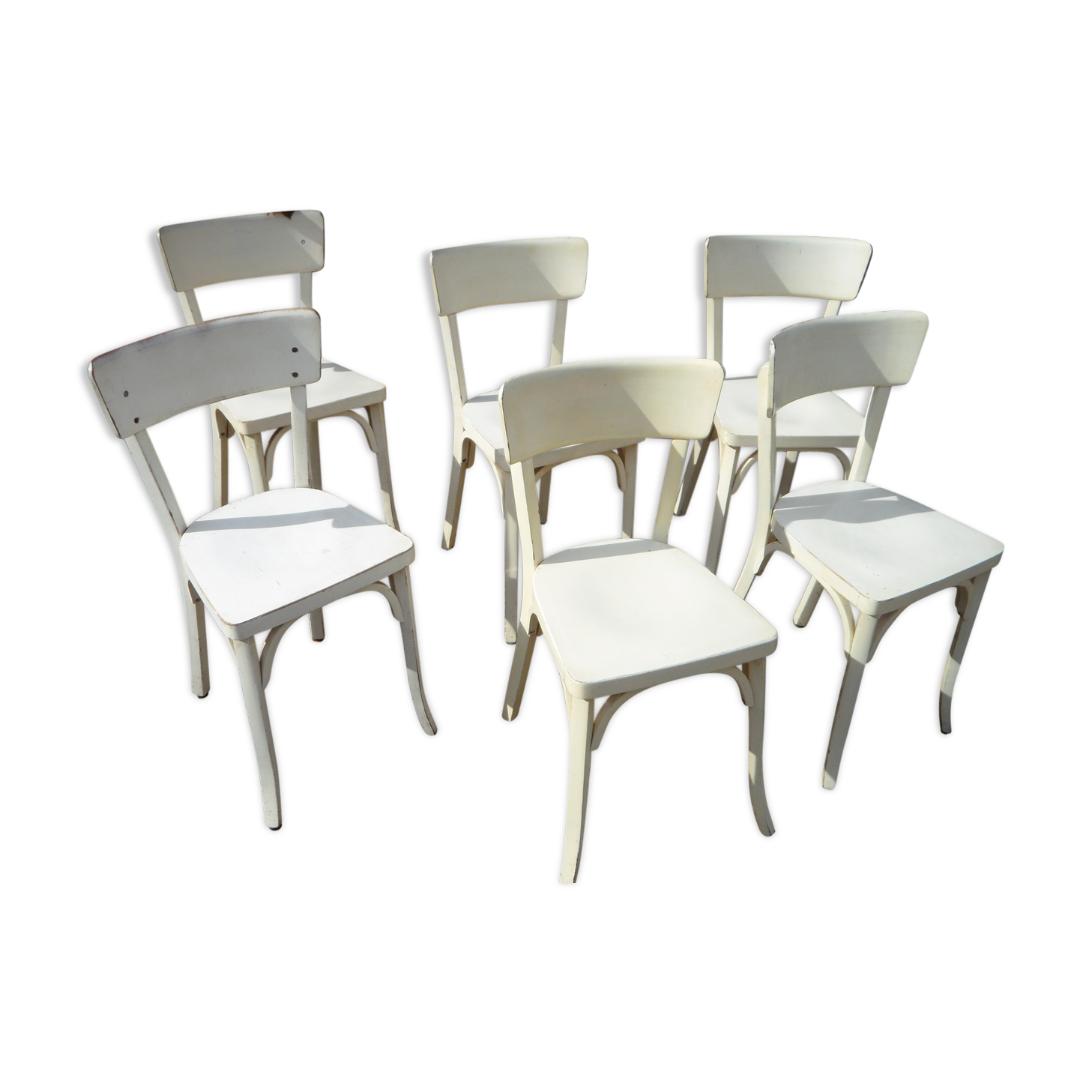 Set of 6 white Baumann bistro chairs