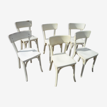 Série de 6 chaises Baumann bistrot blanches