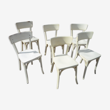 Set of 6 white Baumann bistro chairs