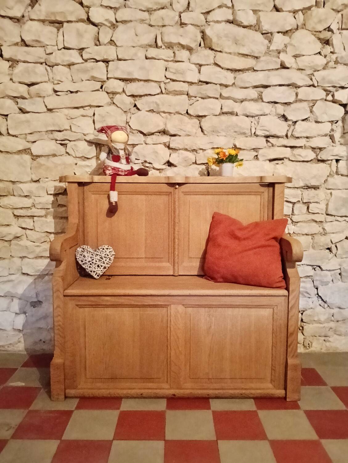 Solid oak church pew