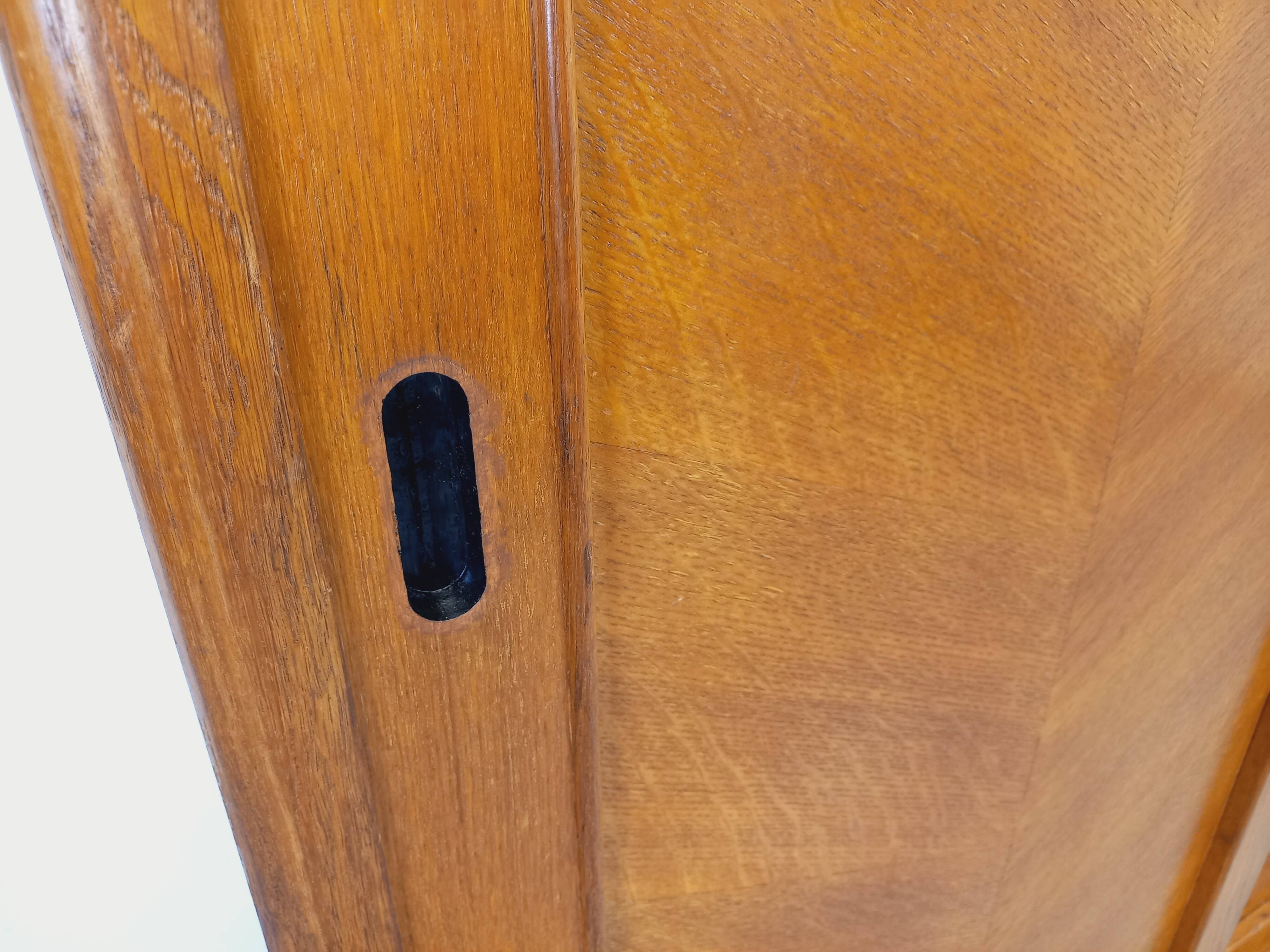 Vintage oak wardrobe from the 1960s.