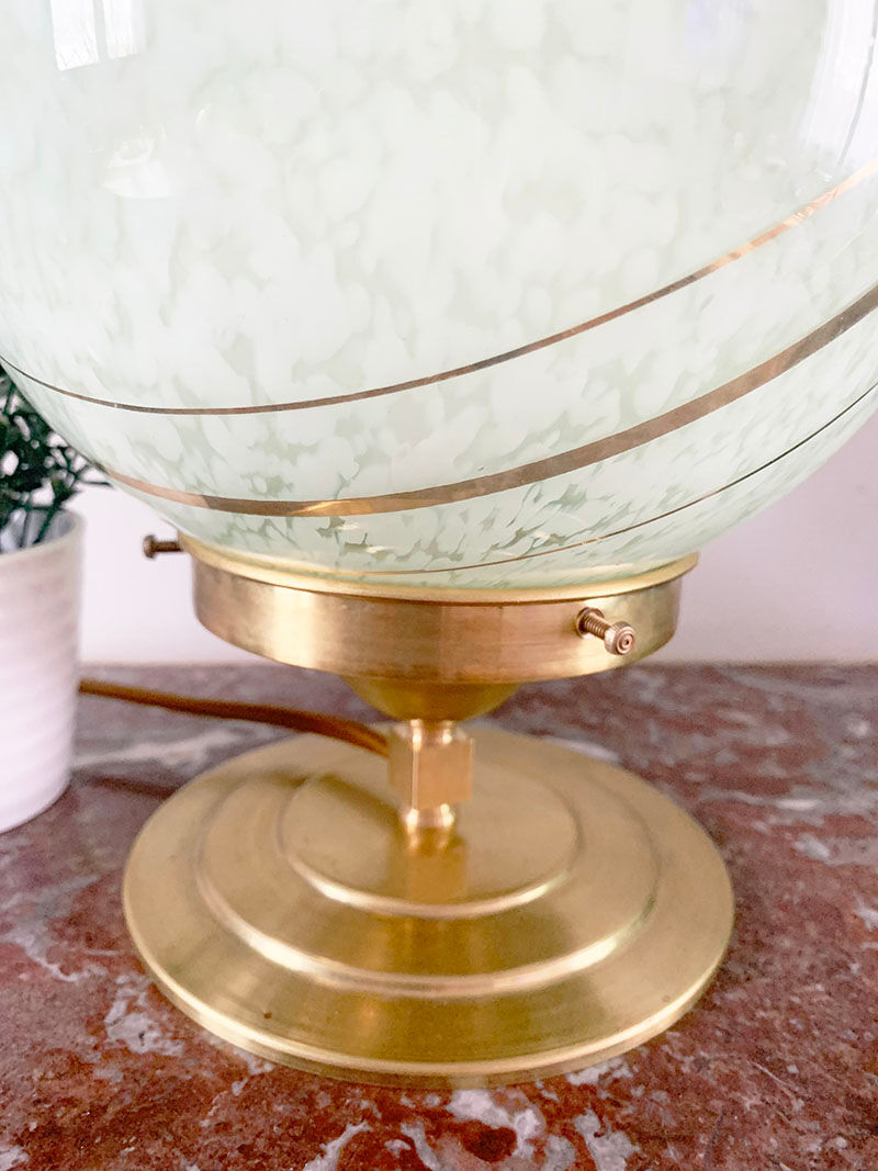 Old globe table lamp in Clichy glass