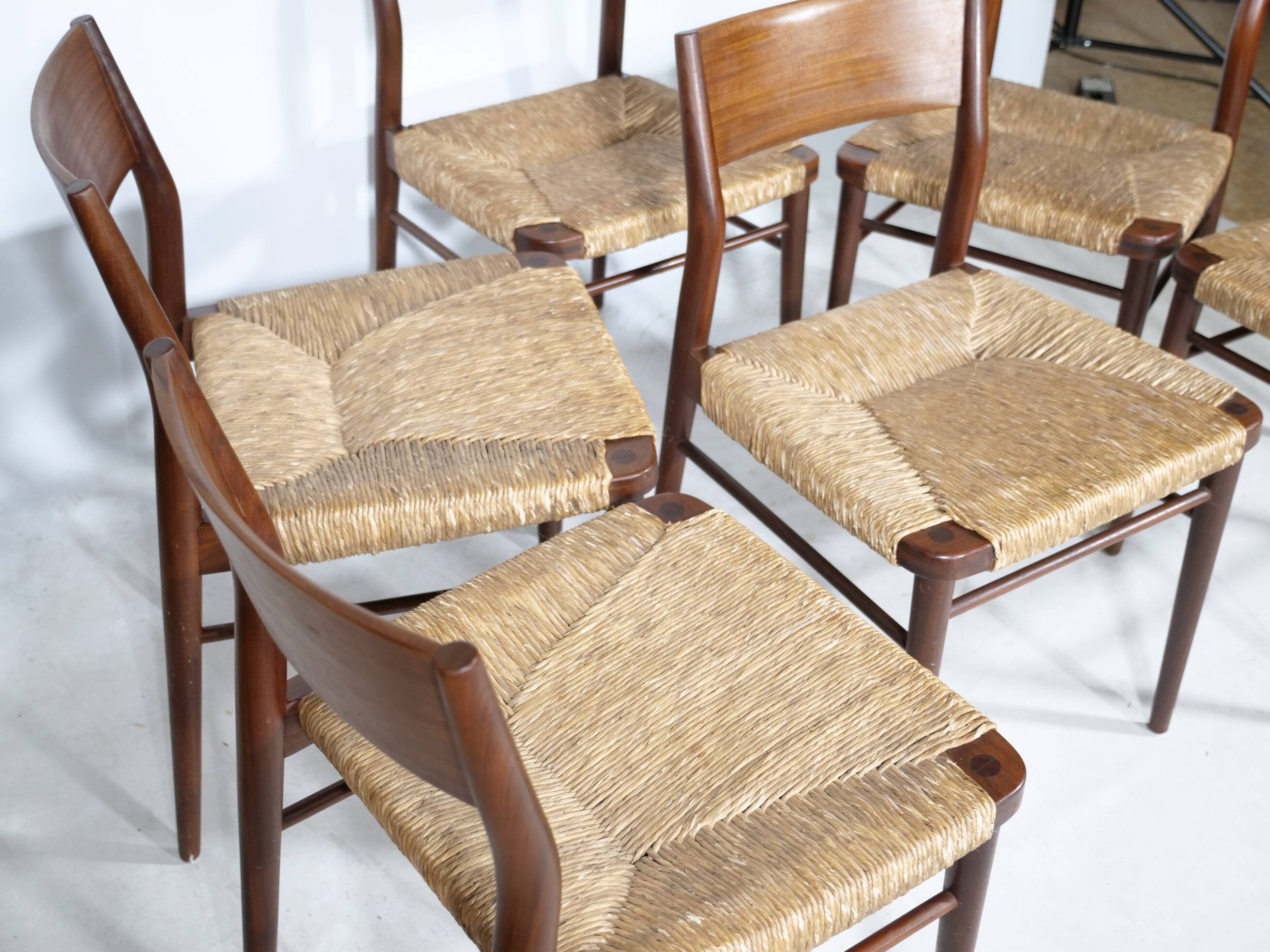Teak Cane Chairs 351 Georg Leowald for Wilkhahn 1960s