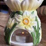 Bougeoir en barbotine fleur