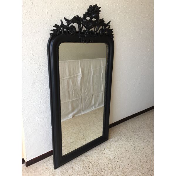 Miroir ancien noir avec fronton 78x153cm | Selency