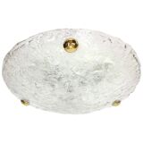 1 of 4 large round glass ice Murano ceiling lights by Hillebrand, Germany, 1970s.