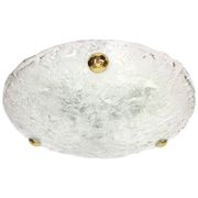 1 of 4 large round glass ice Murano ceiling lights by Hillebrand, Germany, 1970s.