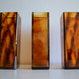 3 vases vintage 80's plexiglas écaille de tortue