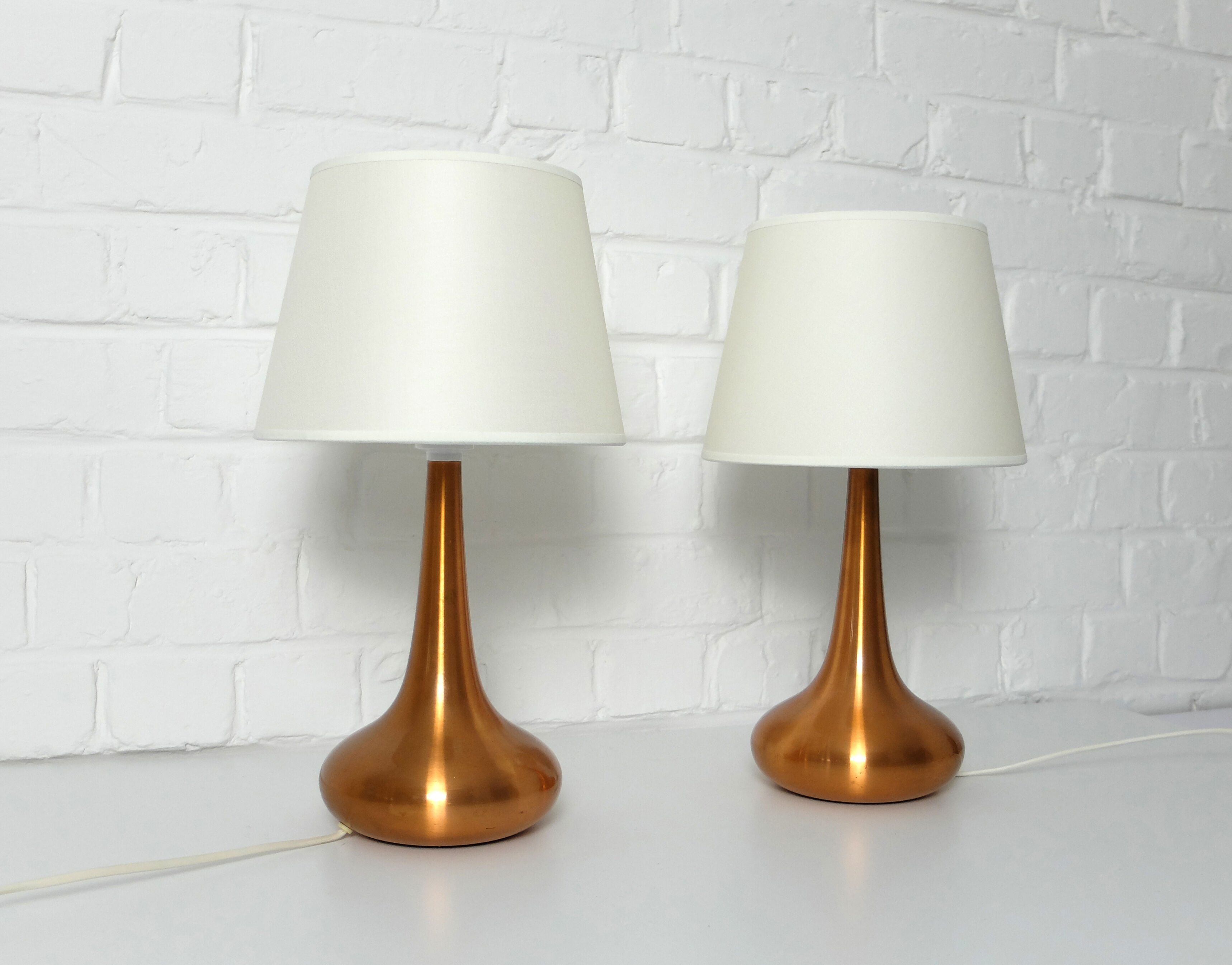 Pair of table lamps Orient copper finish Jo Hammerborg for Fog & Morup, Denmark, 1960s