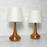 Pair of table lamps Orient copper finish Jo Hammerborg for Fog & Morup, Denmark, 1960s