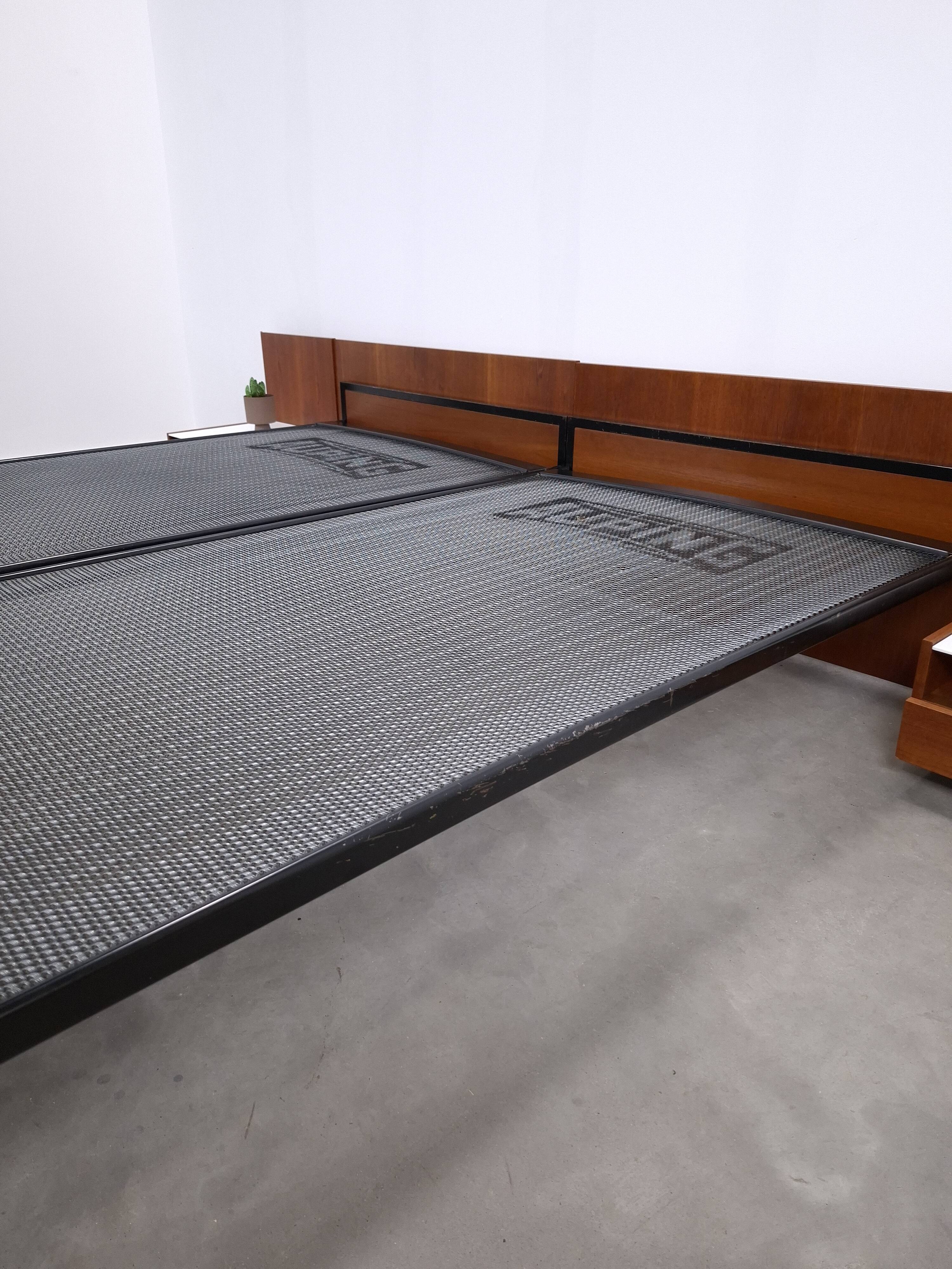Two-person bed Japanese series Cees Braakman Pastoe and Auping with bedside table.