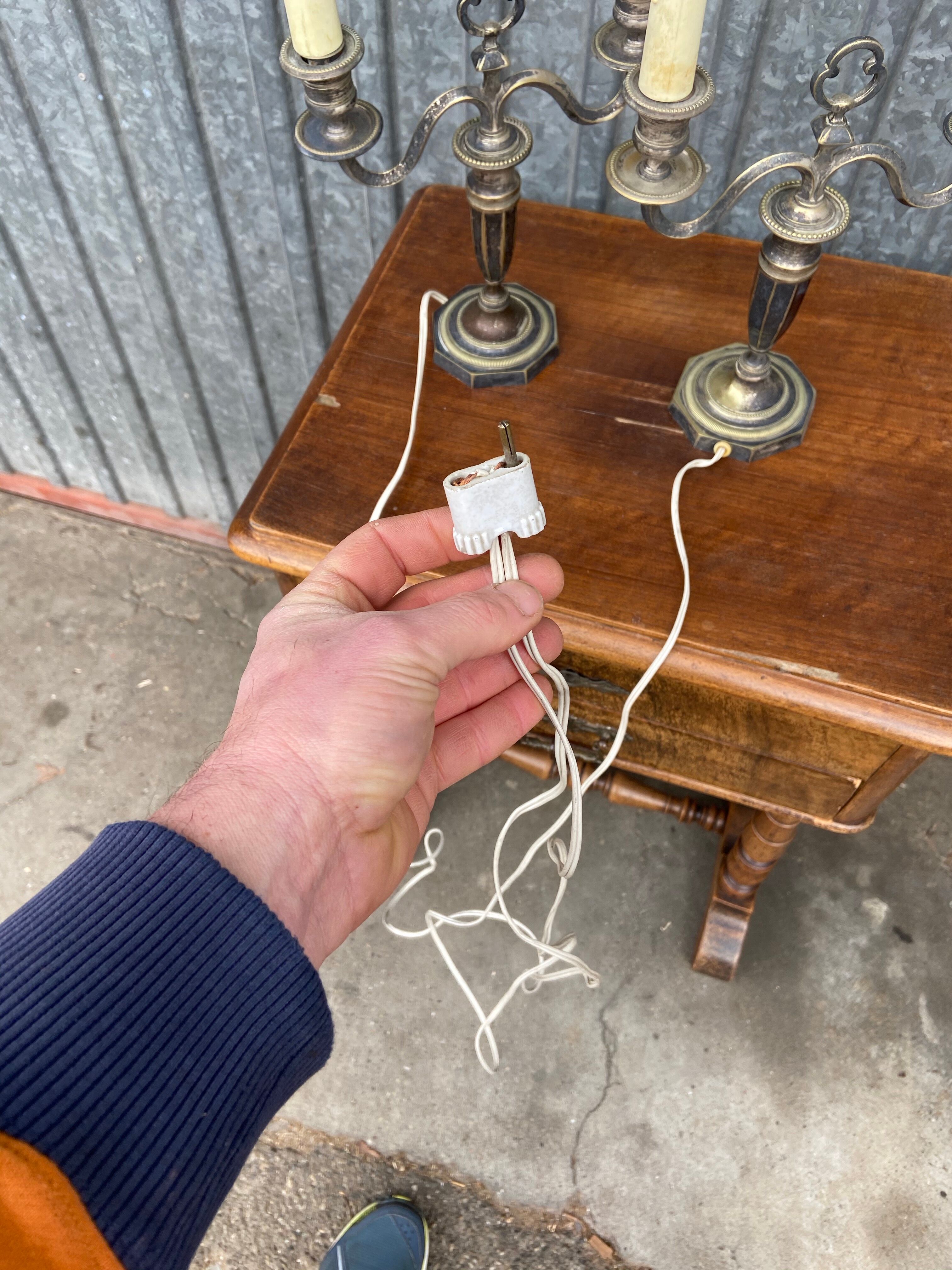 Pair of candlesticks girandoles Louis XVI silver empire