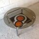 Table basse vintage verre fumé, céramique années 70