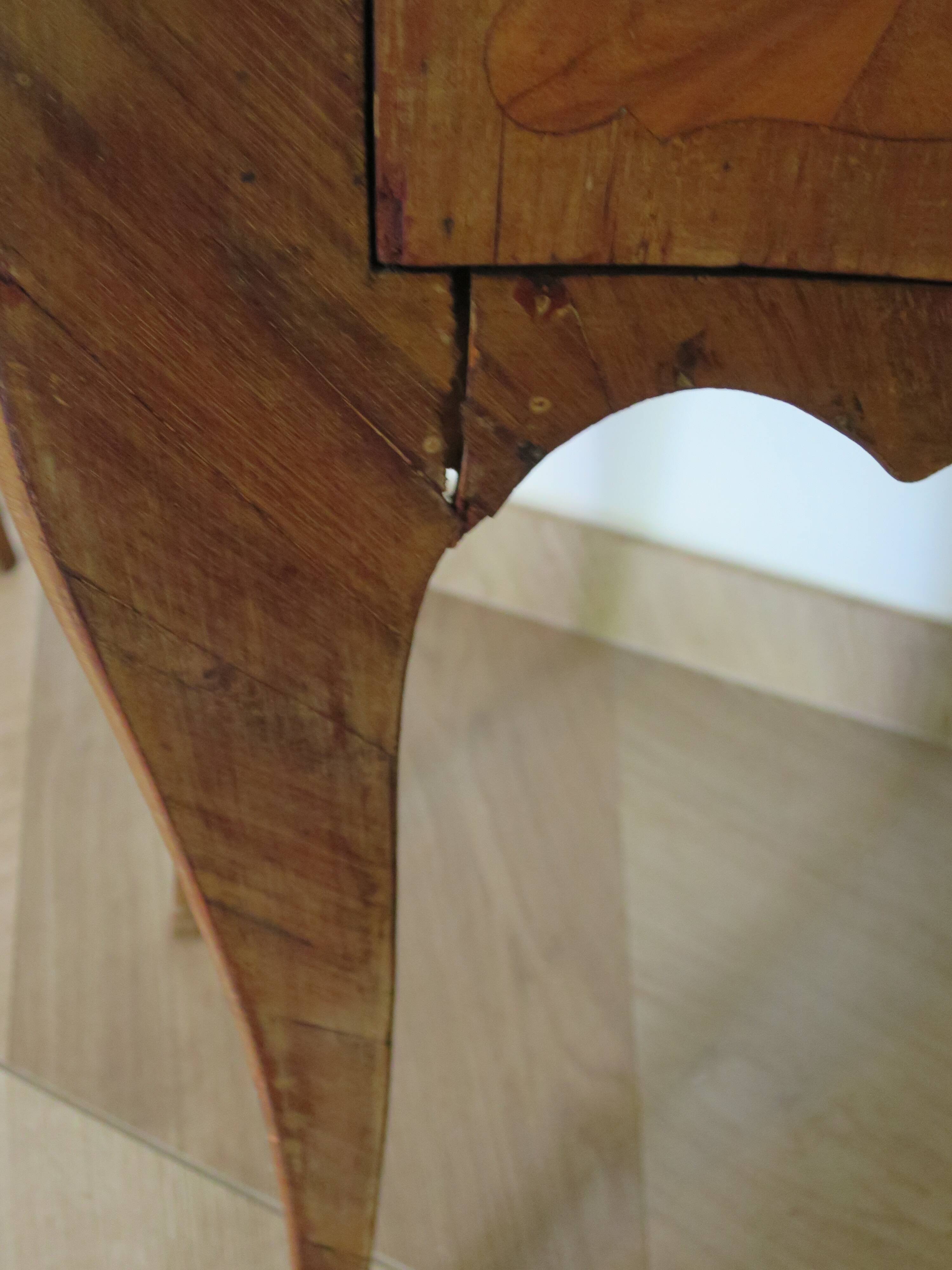 Pair of 2 Louis XV bedside tables - marquetry - 2 drawers - pink marble