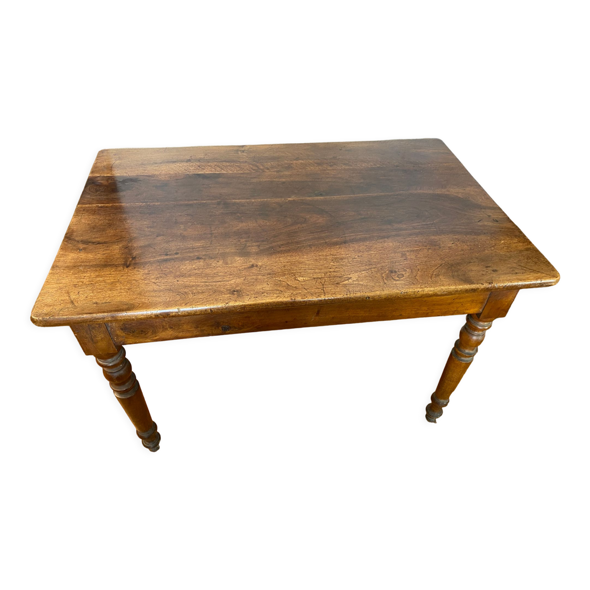 Table de bistro en noyer, pieds tournés