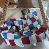 Hand knitted patchwork plaid
