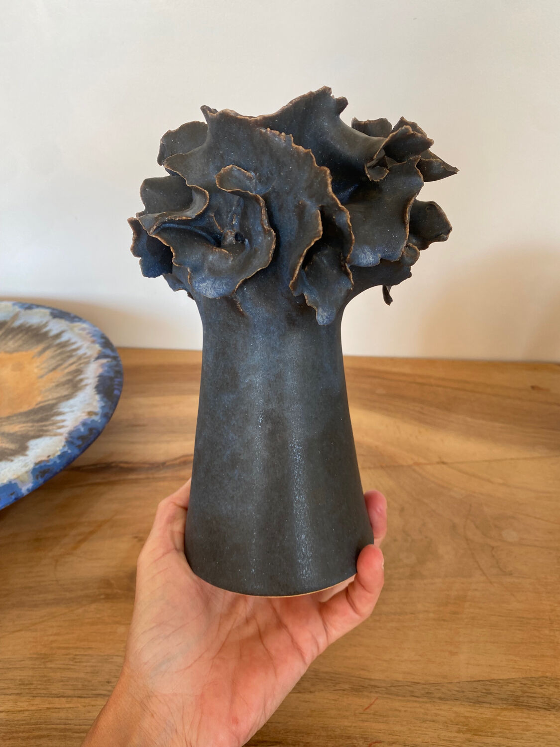 Blue contemporary ceramic vase