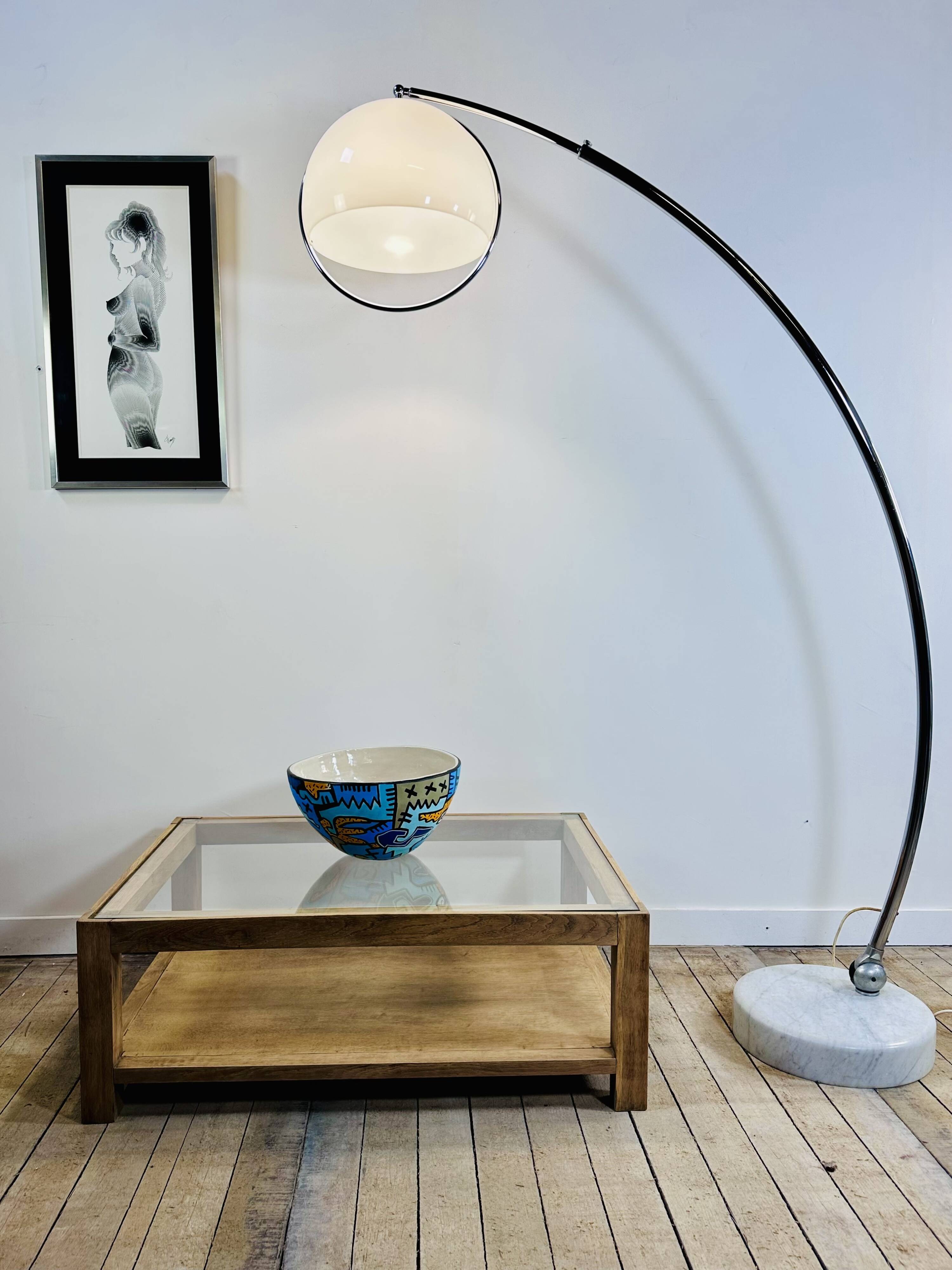 Lampadaire arc télescopique goffredo reggiani italie 1970