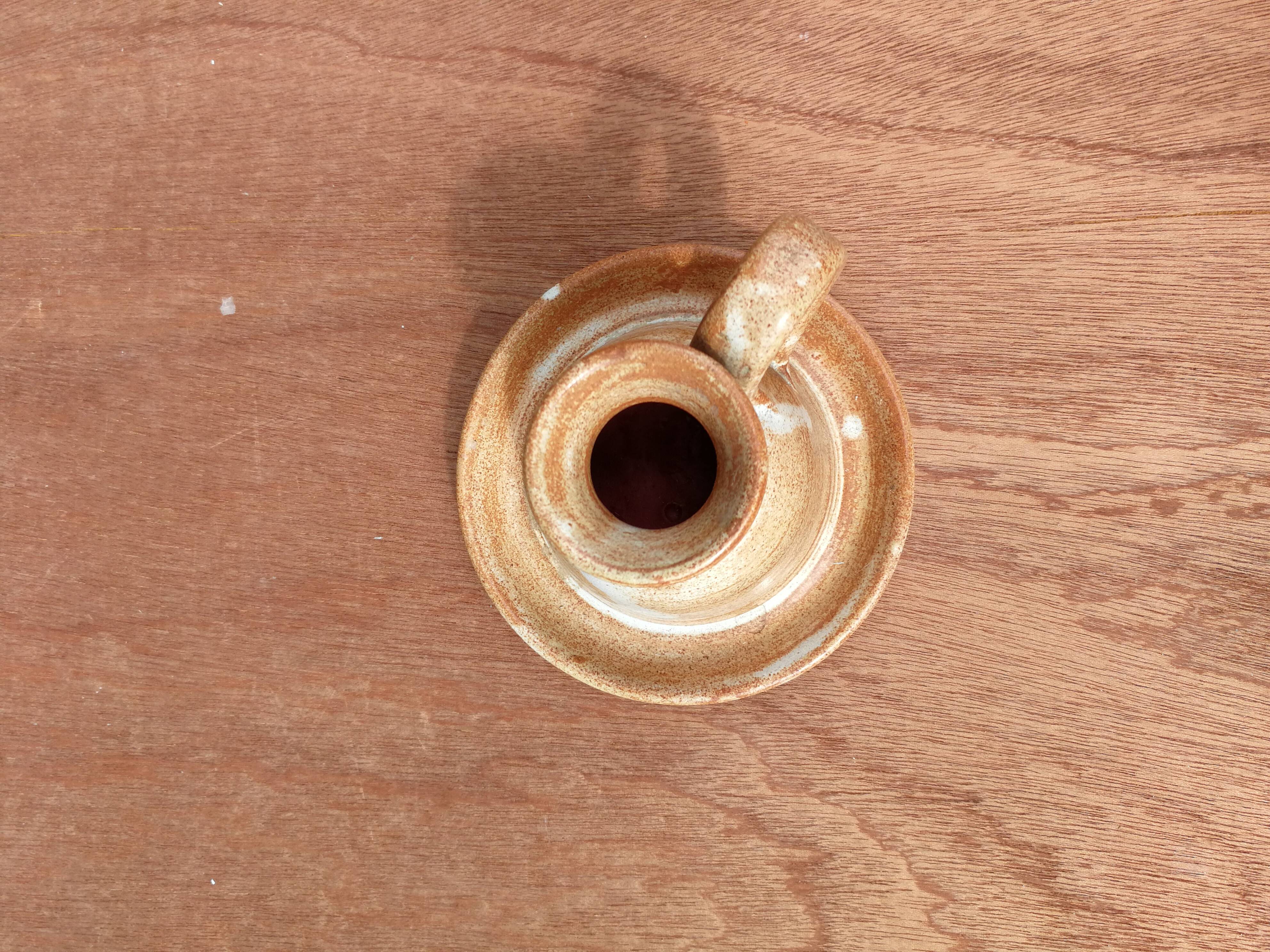 Glazed stoneware candle holder