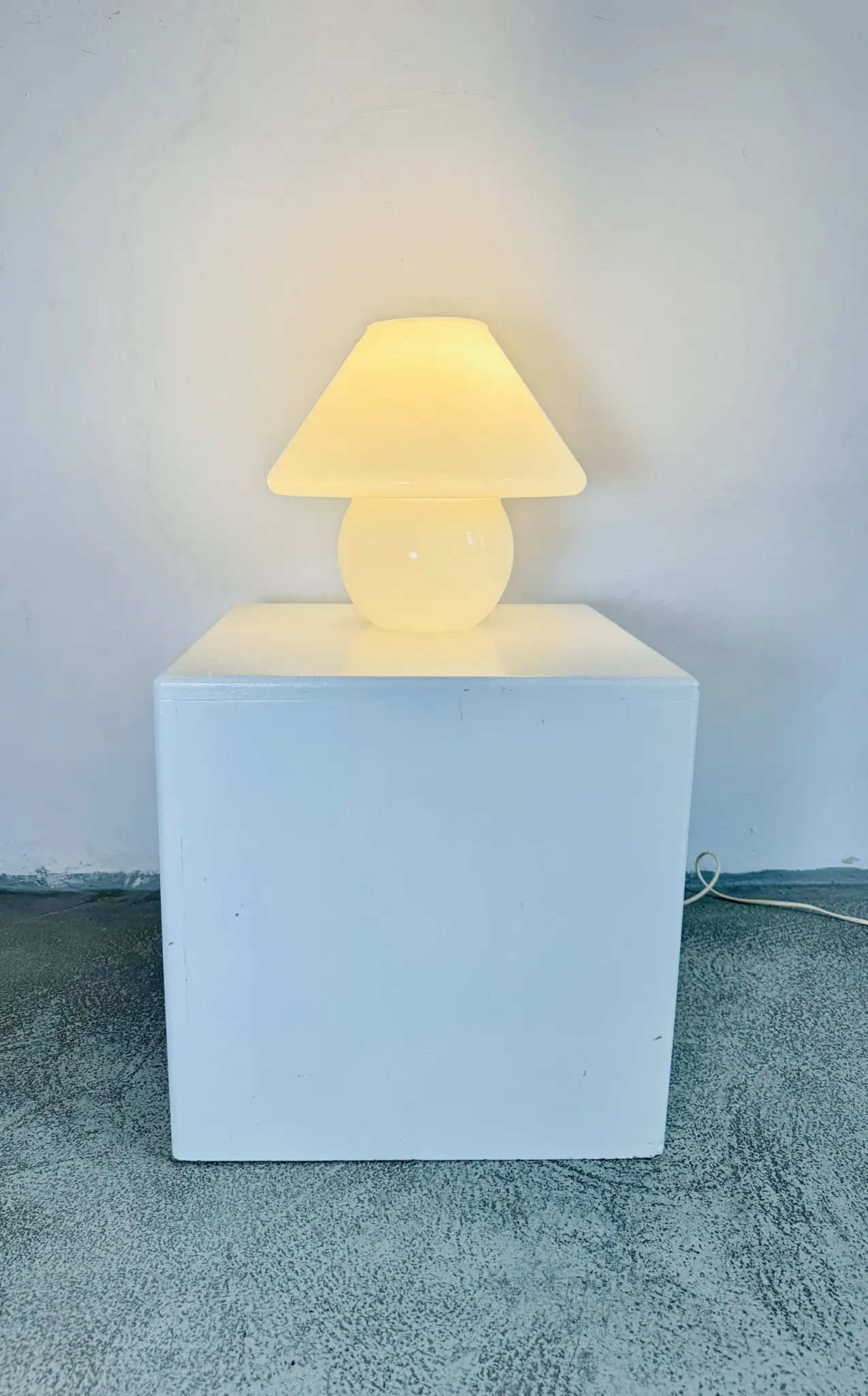 Opaline Mushroom Table Lamp By Paolo Venini For Murano, Italy, 1970S