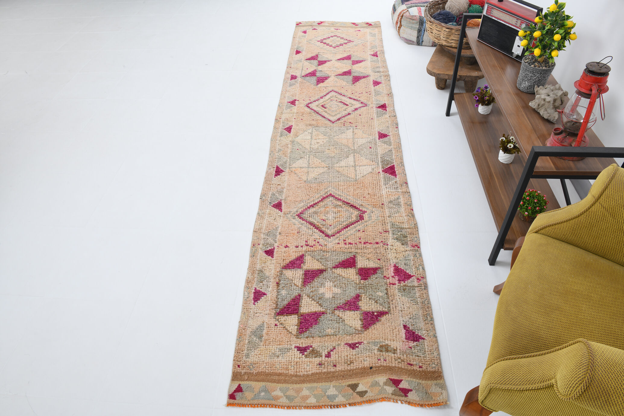 3x11 pale orange turkish vintage runner rug 75x332cm