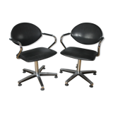 Pair of swivel office chairs