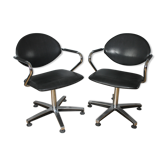 Pair of swivel office chairs