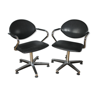 Paire de fauteuils de bureau pivotants