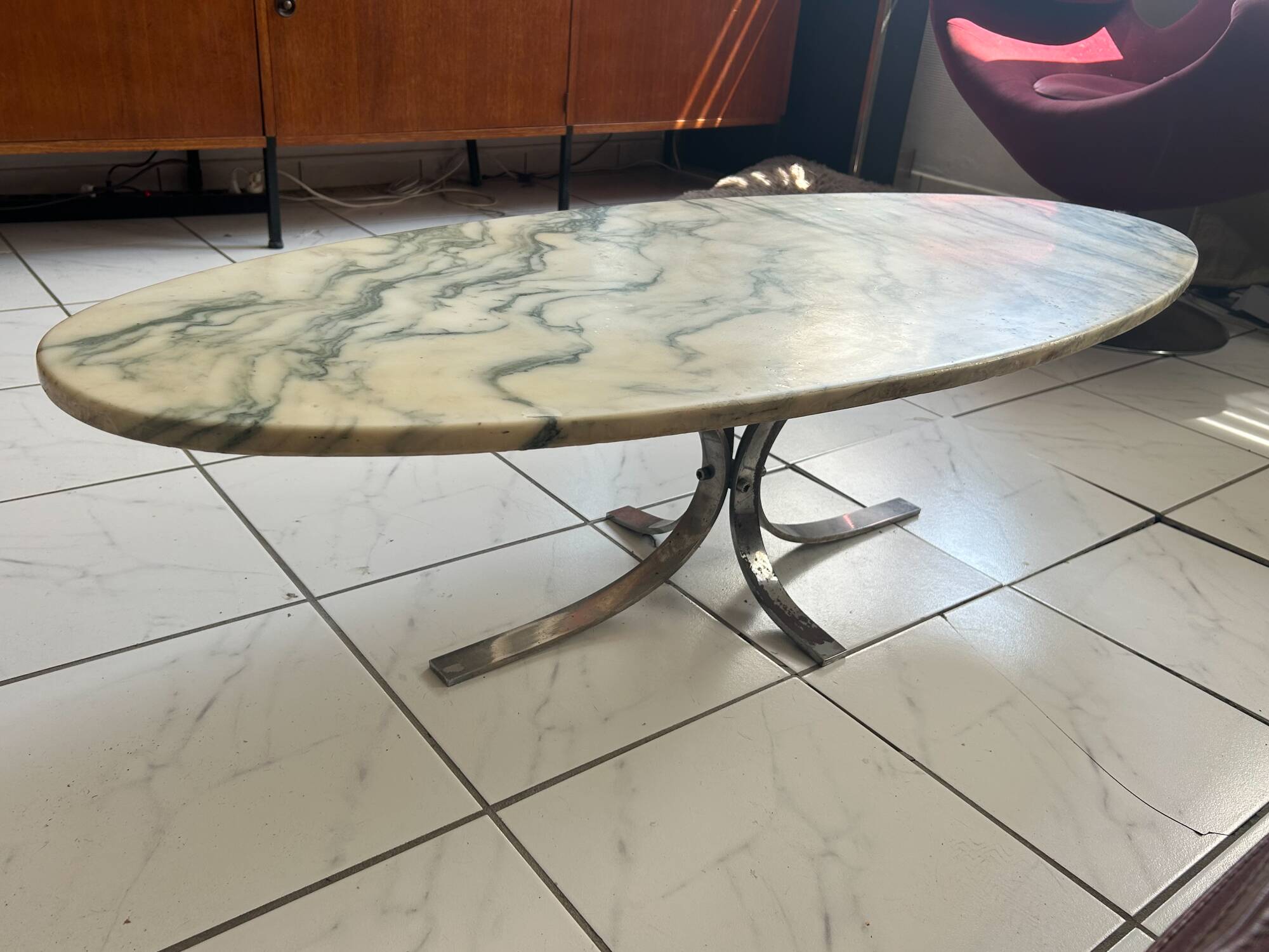 Vintage surf-style coffee table marble Osvaldo Borsani