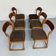 Set of 6 Baumann sleigh chairs in wood and brown fabric, original 1960s