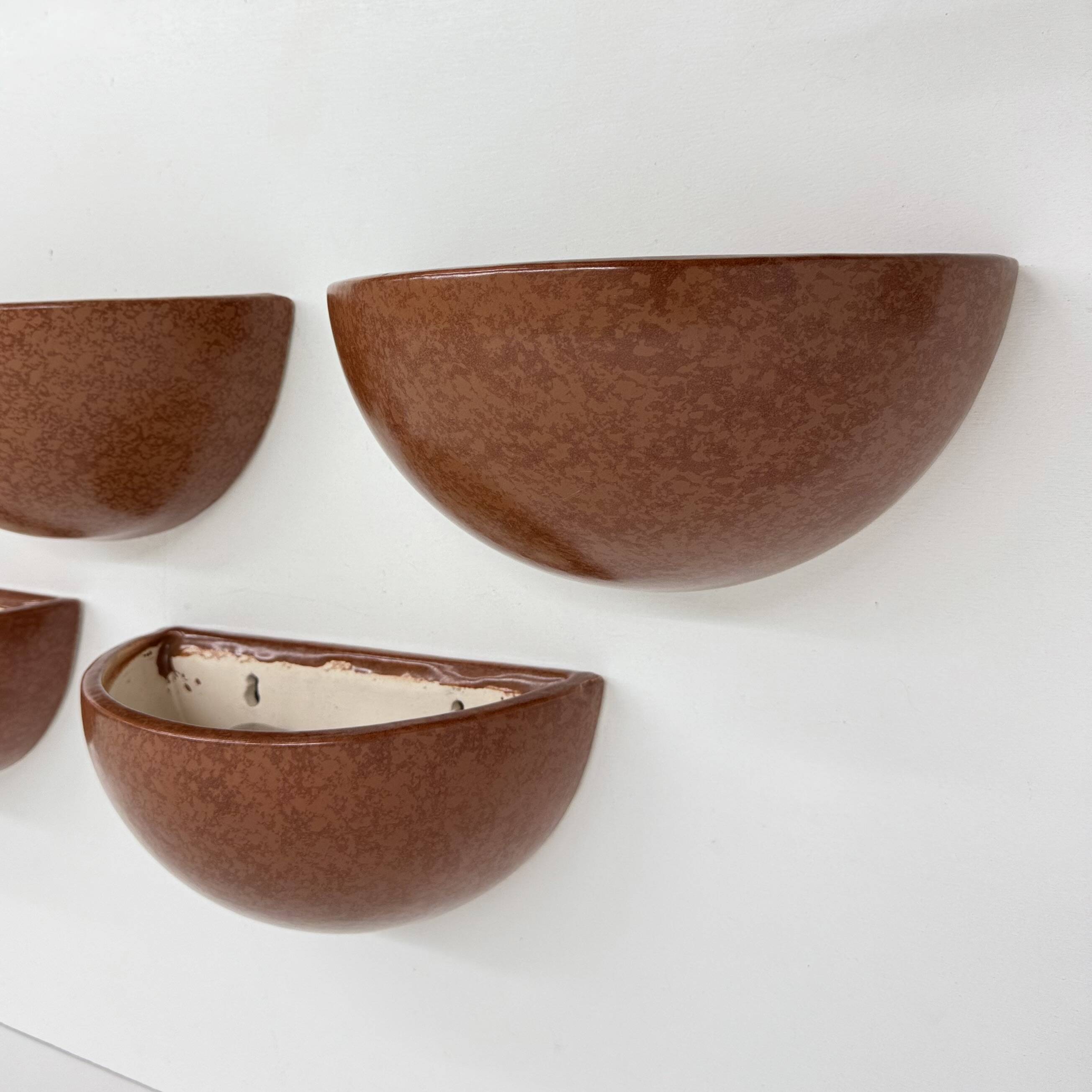 Mid-Century set of 4 ceramic wall lamp sconce , 1970s