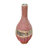 Vintage scoubidou wicker bottle