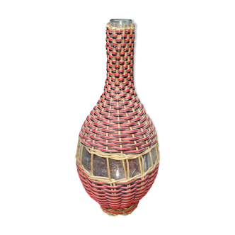 Vintage scoubidou wicker bottle