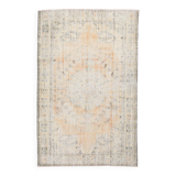 6x9 Peach Orange & Cream Geometric Vintage Rug, 179x288Cm