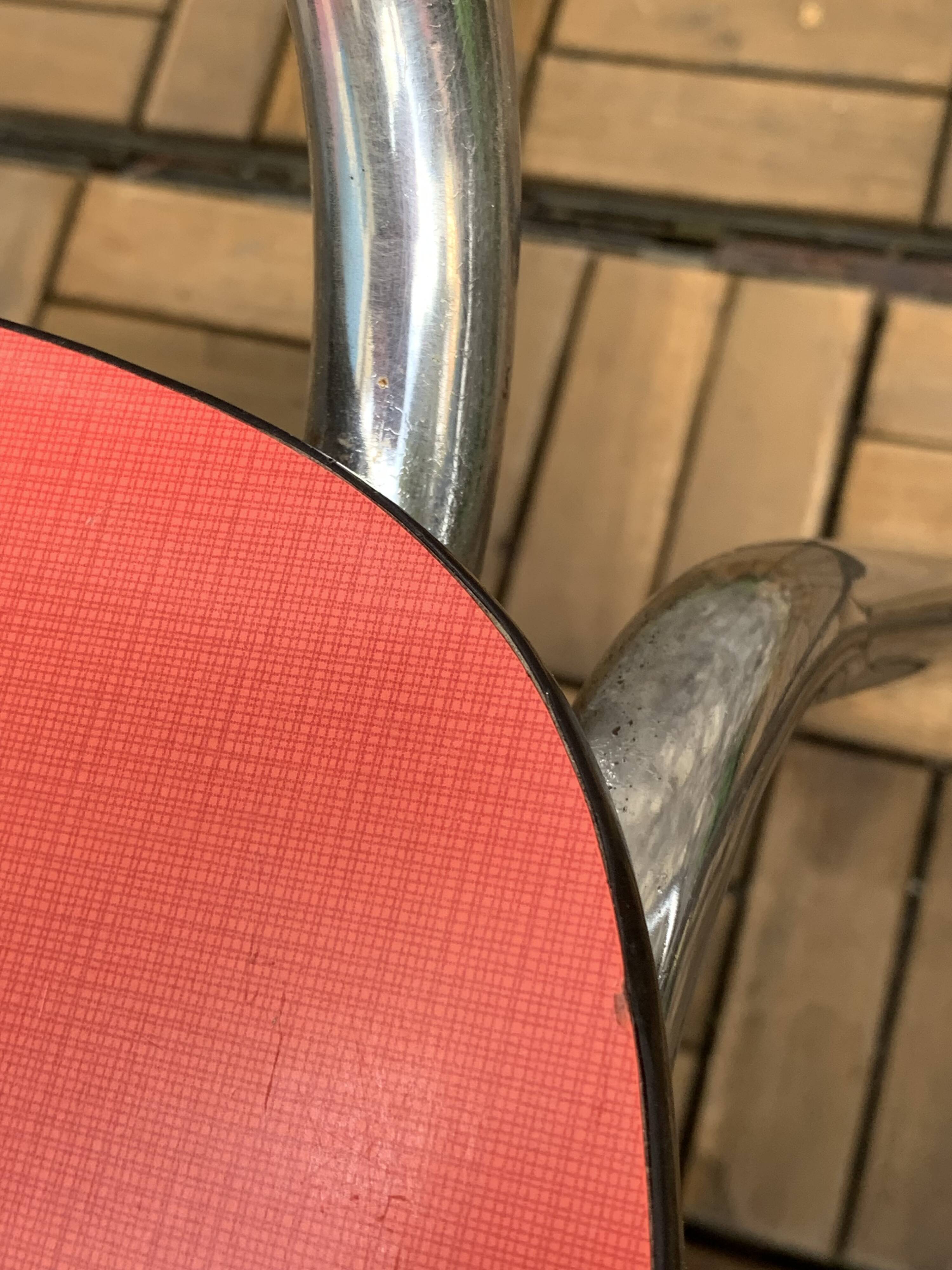 Pair of red Formica chairs Roc 1960