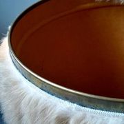 Cylindrical storage pouffe in faux fur 1970