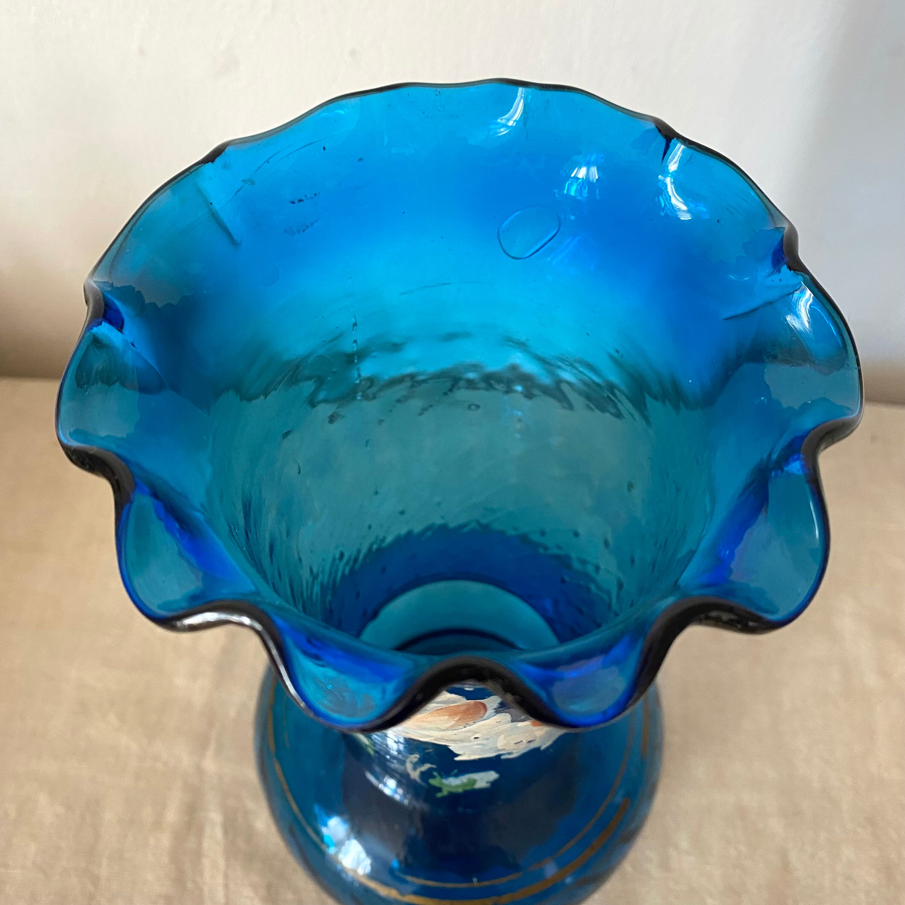 Antique blue glass vase from the 1900s