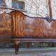 Rounded Walnut Burl Double Bed, 1950s