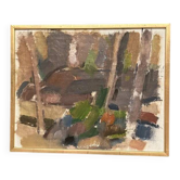 Swedish Oil on Panel“Composition” by Nils Folke Knafve –Vintage & Framed