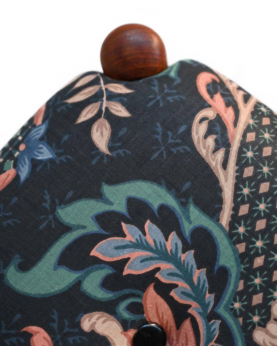 Scandinavian teak stool with upholstered seat, 1960s/1970s